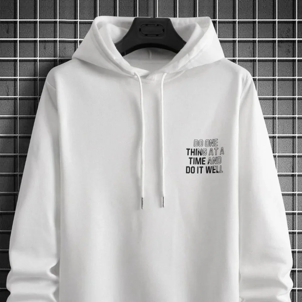 White Mens Hooded Sweater - Picture 3 of 7